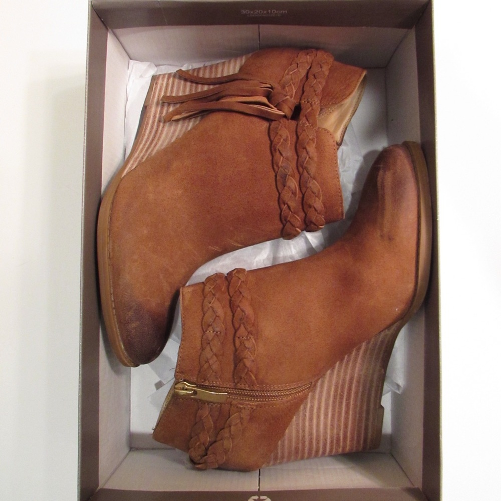 Leather Wedge Booties